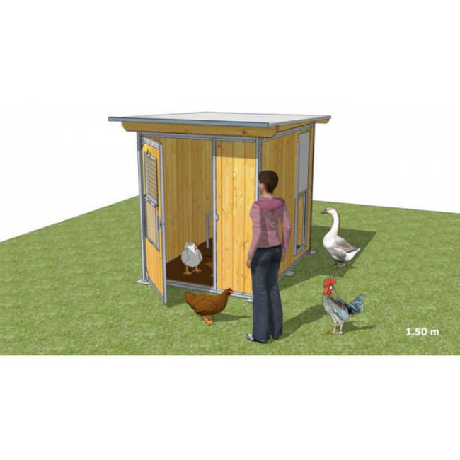 Poulailler durable en bois et métal avec 1 box