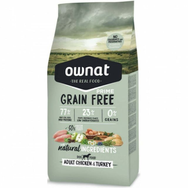 Ownat Prime Grain Free Adult sans céréales au poulet & dinde pour chien adulte