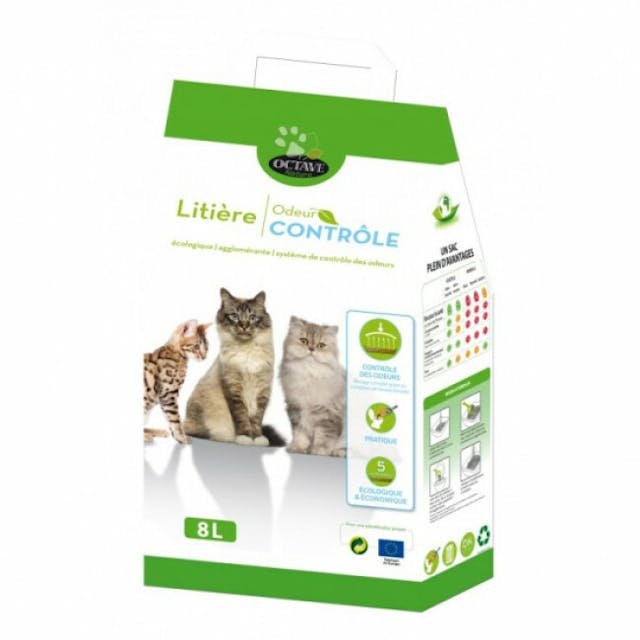 Litière écologique agglomérante Octave pour chats