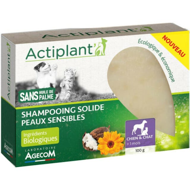 Shampooing solide peaux sensibles Actiplant chien et chat 100 g