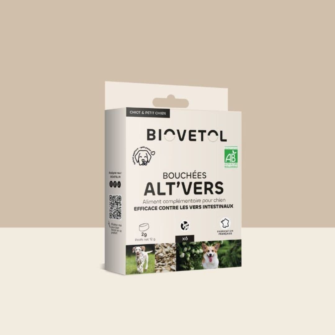 Bouchées Alt'Vers Biovetol contre les parasites intestinaux du chien