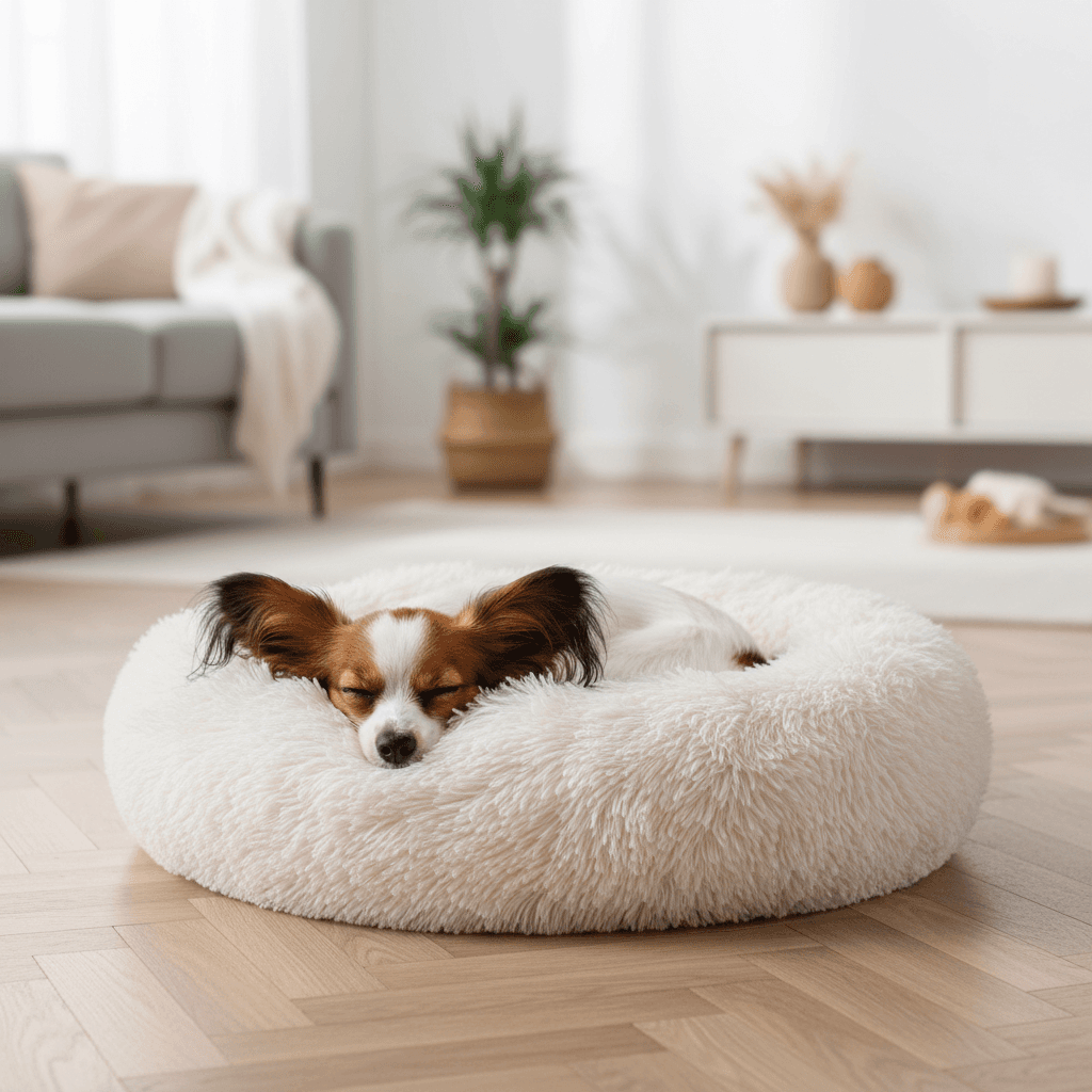 Coussin doux rond Krems Flamingo pour chien - Coloris Blanc