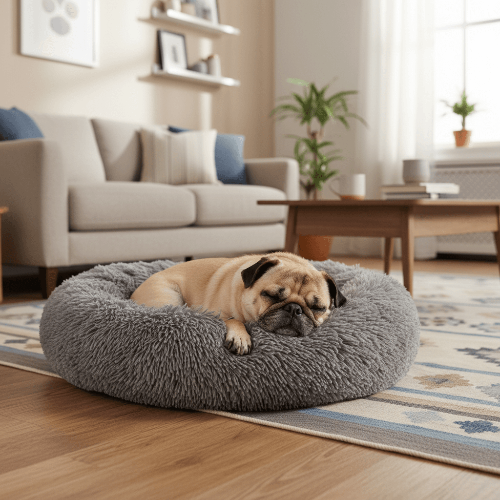 Coussin doux rond Krems Flamingo pour chien - Coloris Gris