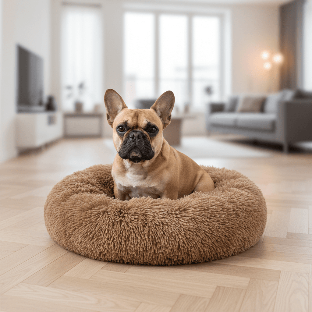 Coussin doux rond Krems Flamingo Moka pour chien