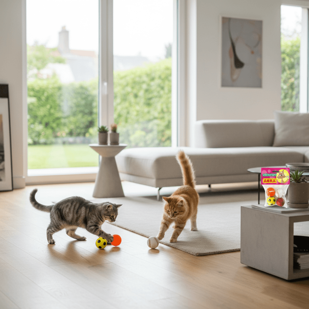 Lot de 4 balles en mousse pour chat Anka