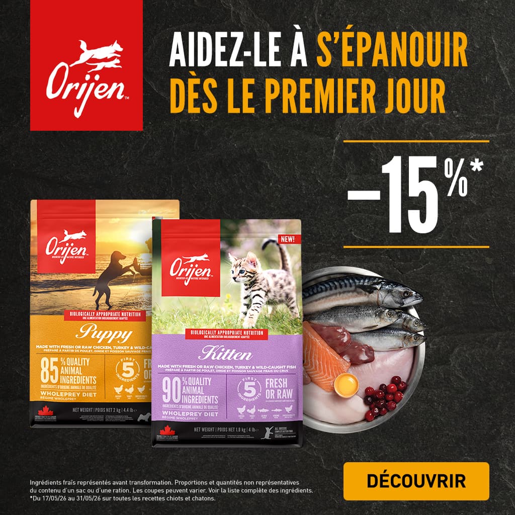 ORIJEN Chatons et Chiots à -15% du 17/05 au 31/05/2026